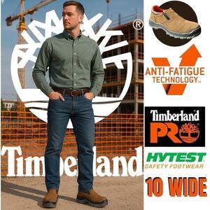 Timberland Pro Hytest Safety Footwear Slip-On Work Shoes - Size 10 WIDE Brown